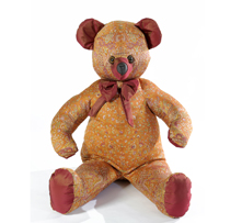 Мишка (мягкая игрушка) в текстиле с оранжевым узором (60 см)